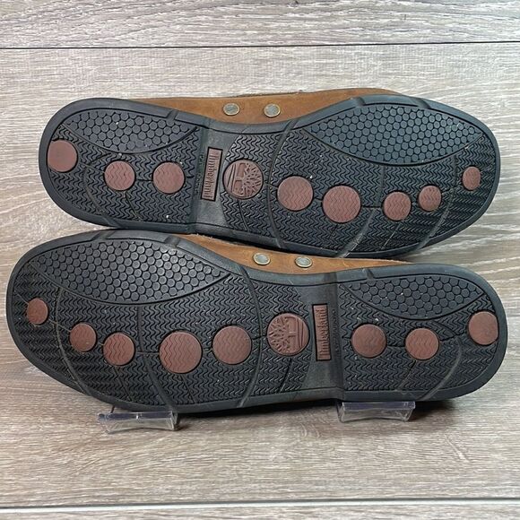 Timberland Brown Leather Mens Size 12M 2-Eye Lace Up Moccasin Boat Shoe 71024 - Picture 8 of 12